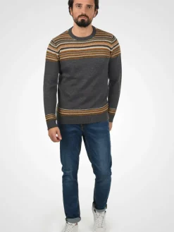 Indicode Pullover & Strickjacken<Herren Strickpullover - IDLurdes anthrazit gemustert