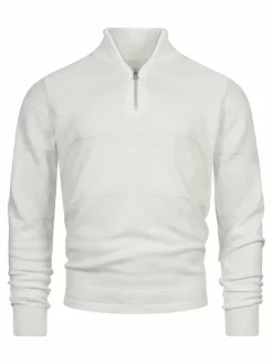 Kronstadt Pullover & Strickjacken<Herren Strickpullover - KSHannes Half-Zip weiß uni