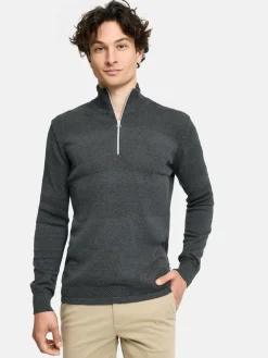 Kronstadt Pullover & Strickjacken<Herren Strickpullover - KSHannes Half-Zip anthrazit uni