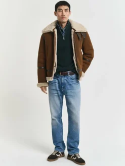 Gant Pullover & Strickjacken<Herren Strickpullover mit Merinowolle tanne uni