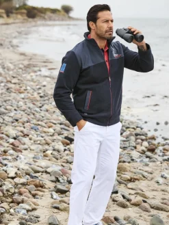 Jan Vanderstorm Sweatshirts & Sweatjacken<Herren Sweatjacke - ASPIAN blau bedruckt