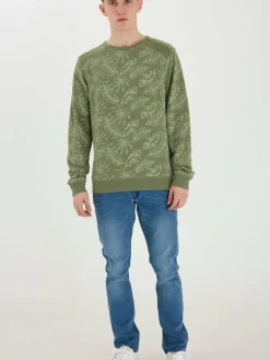 BLEND Sweatshirts & Sweatjacken<Herren Sweatshirt grün gemustert