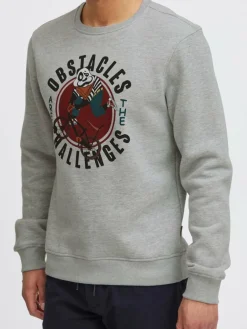 BLEND Sweatshirts & Sweatjacken<Herren Sweatshirt grau bedruckt