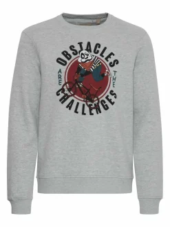 BLEND Sweatshirts & Sweatjacken<Herren Sweatshirt grau bedruckt