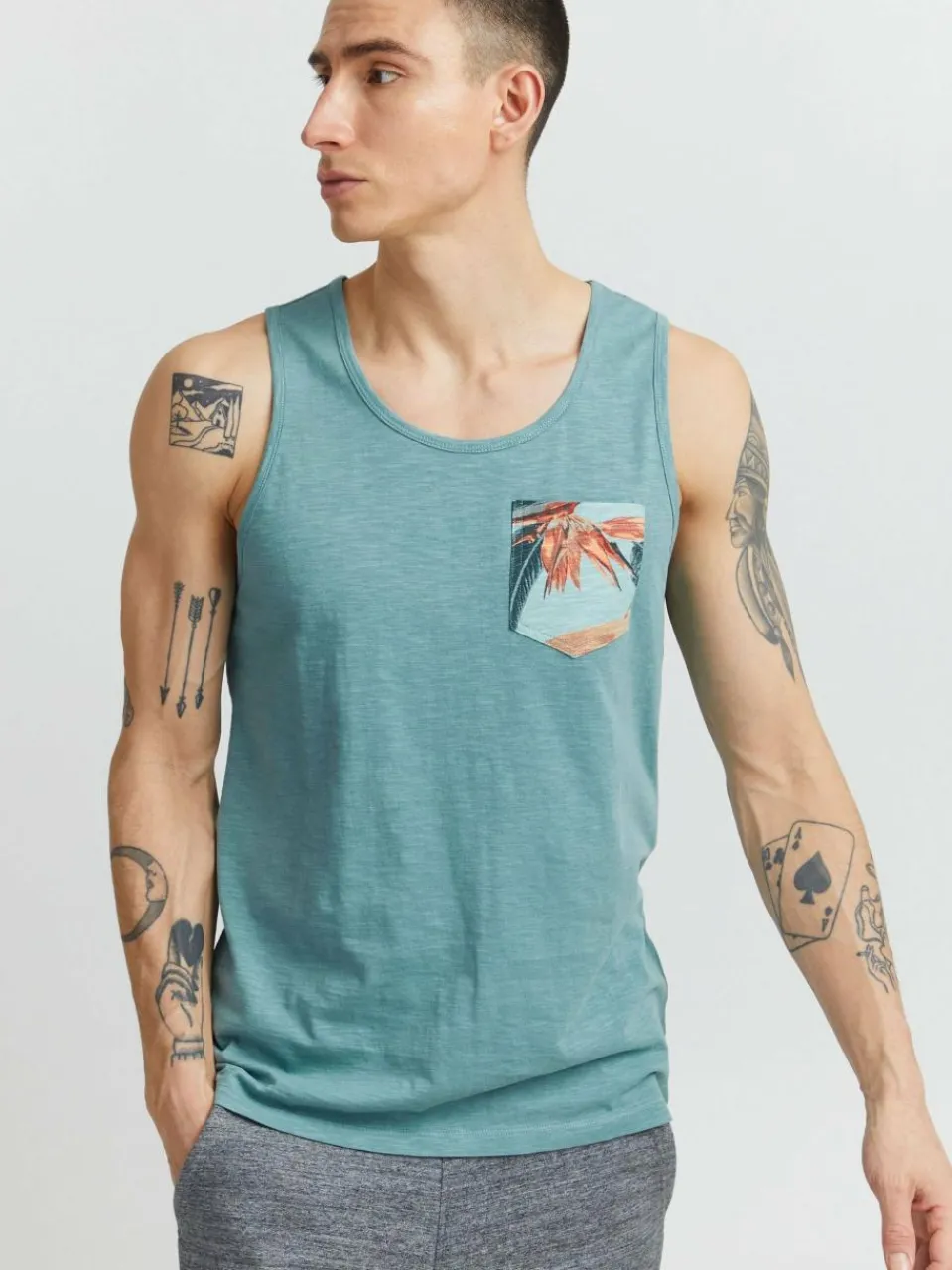 BLEND Shirts<Herren Tanktop blau gemustert