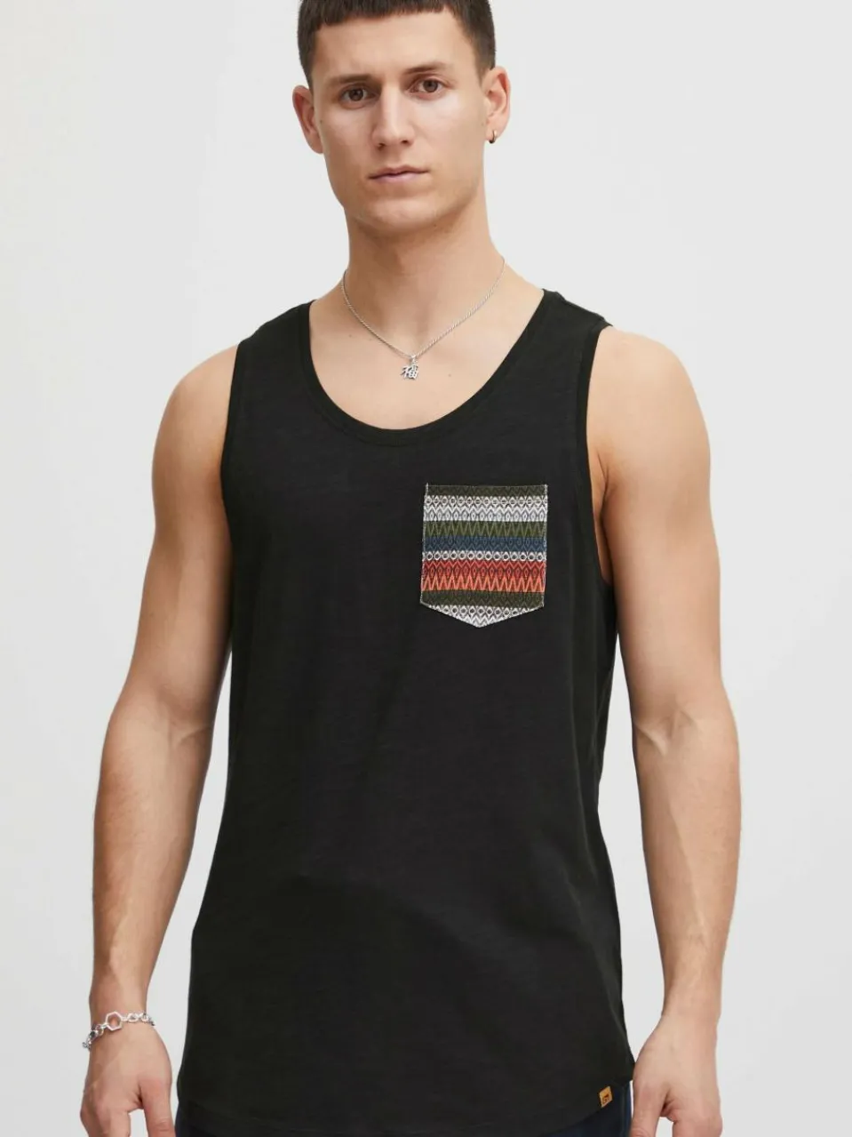 BLEND Shirts<Herren Tanktop - BHElei schwarz gemustert