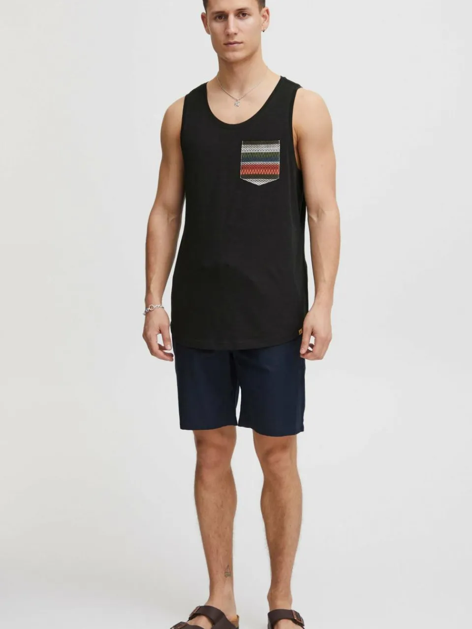 BLEND Shirts<Herren Tanktop - BHElei schwarz gemustert