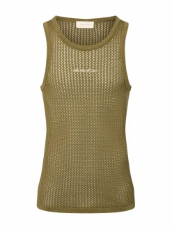 Another Cotton Lab Shirts<Herren Tanktop - Oversized Mesh Knit oliv uni