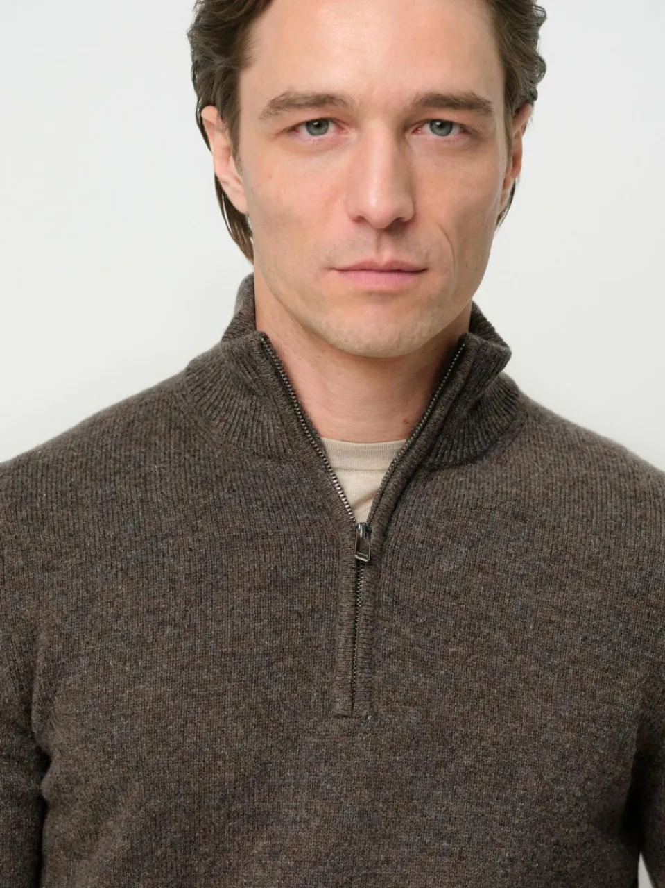 Profuomo Pullover & Strickjacken<Herren Troyer braun uni