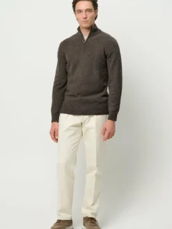 Profuomo Pullover & Strickjacken<Herren Troyer braun uni