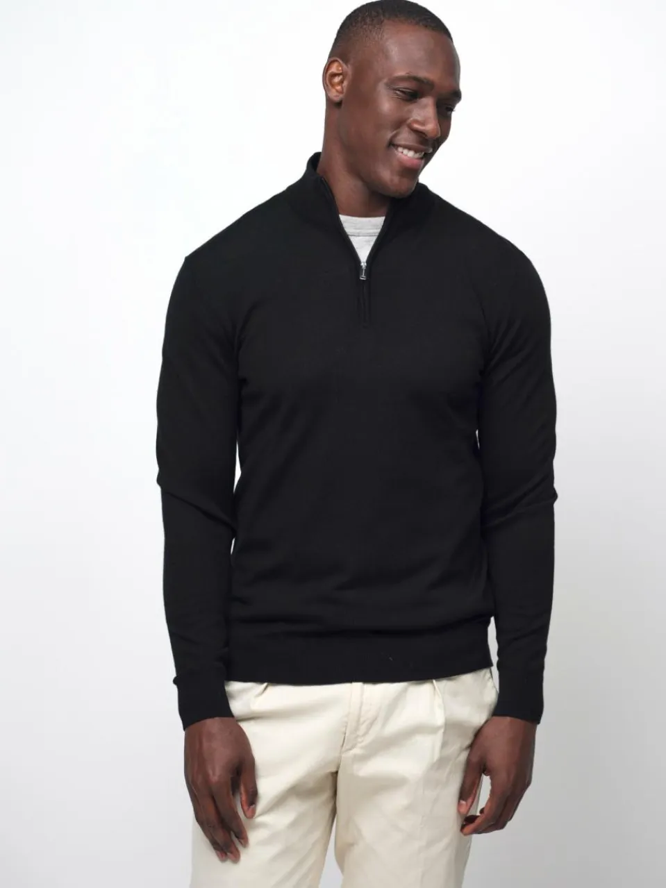 Profuomo Pullover & Strickjacken<Herren Troyer schwarz uni