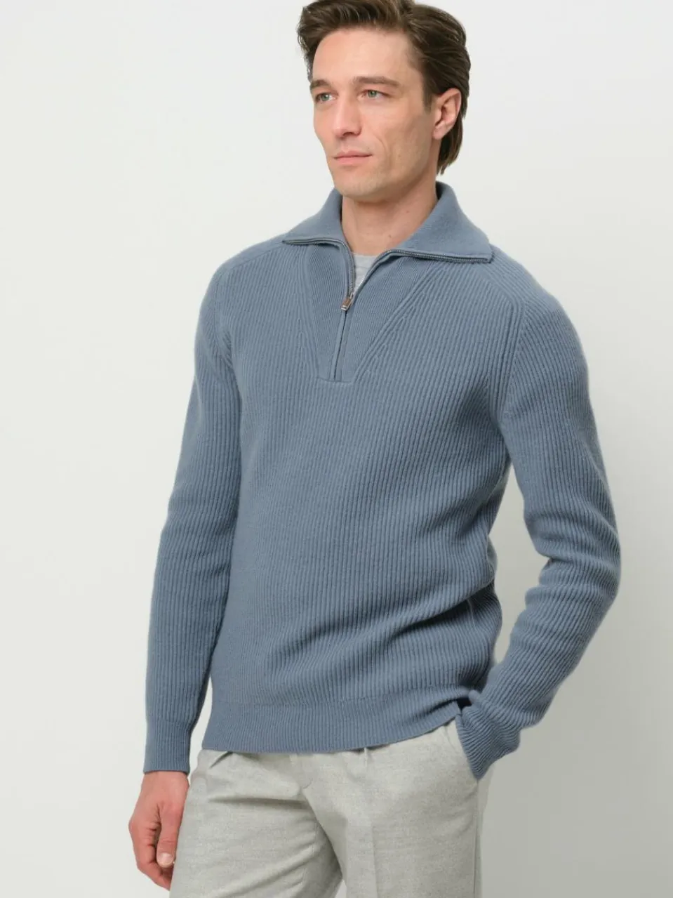 Profuomo Pullover & Strickjacken<Herren Troyer blau uni