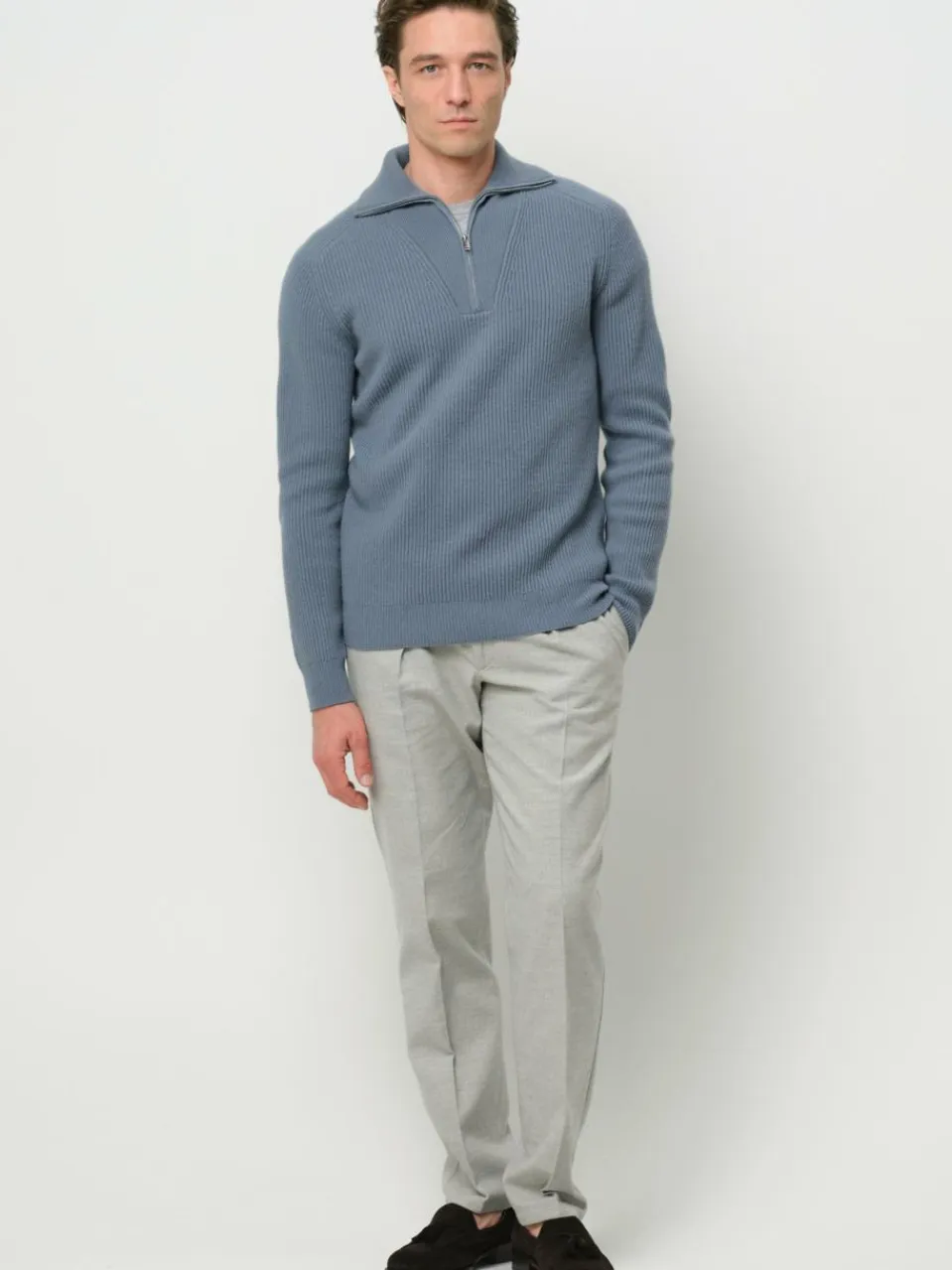 Profuomo Pullover & Strickjacken<Herren Troyer blau uni