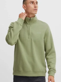 BLEND Sweatshirts & Sweatjacken<Herren Troyer grün bedruckt