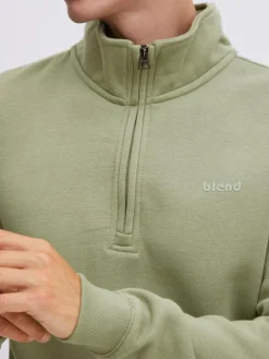 BLEND Sweatshirts & Sweatjacken<Herren Troyer grün bedruckt