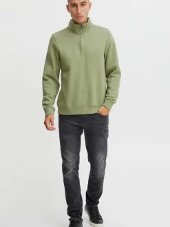 BLEND Sweatshirts & Sweatjacken<Herren Troyer grün bedruckt