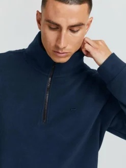 BLEND Sweatshirts & Sweatjacken<Herren Troyer blau uni