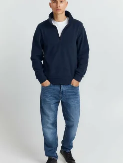 BLEND Sweatshirts & Sweatjacken<Herren Troyer blau uni