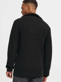 BLEND Pullover & Strickjacken<Herren Troyer - BHDENO HALFZIPP schwarz uni