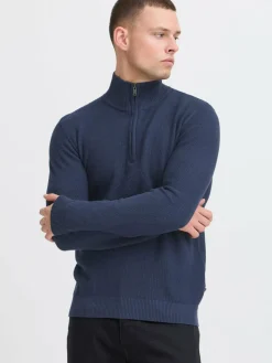 BLEND Pullover & Strickjacken<Herren Troyer - BHPullover blau uni
