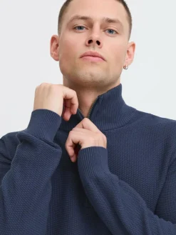 BLEND Pullover & Strickjacken<Herren Troyer - BHPullover blau uni