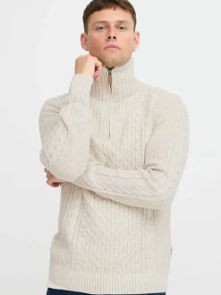 BLEND Pullover & Strickjacken<Herren Troyer - BHPullover weiß gemustert