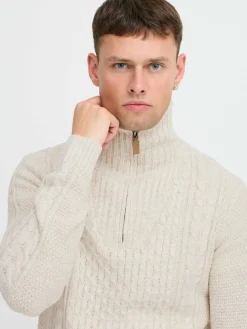 BLEND Pullover & Strickjacken<Herren Troyer - BHPullover weiß gemustert