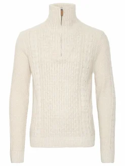 BLEND Pullover & Strickjacken<Herren Troyer - BHPullover weiß gemustert