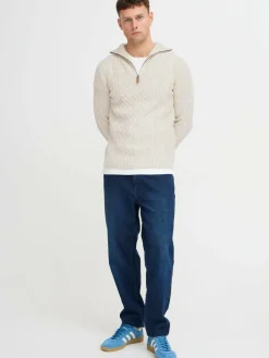 BLEND Pullover & Strickjacken<Herren Troyer - BHPullover weiß gemustert