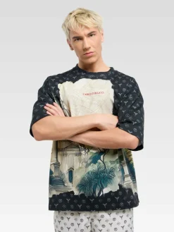 Carlo Colucci Shirts<Herren T-Shirt - Emmerich schwarz gemustert