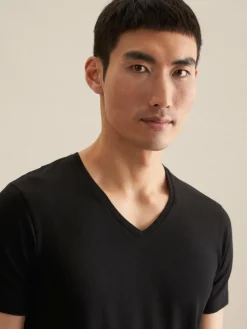 Seidensticker Shirts<Herren T-Shirt - Uni schwarz uni