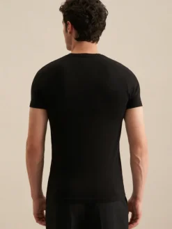 Seidensticker Shirts<Herren T-Shirt - Uni schwarz uni