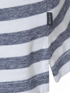MAERZ Shirts<Herren T-Shirt mit Leinen-Anteil marine weiß gestreift