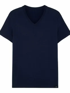 HOM Shirts<Herren V-Shirt - Tencel Soft marine uni