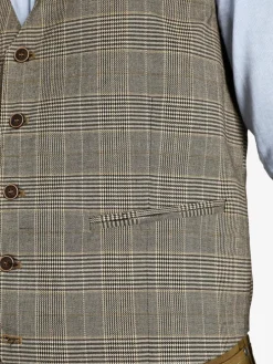 Charles Colby Anzüge<Herren Weste - DUKE EDWARD beige braun kariert