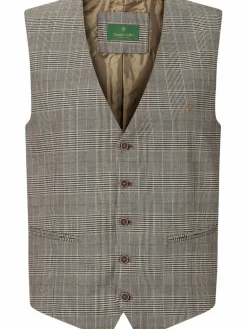 Charles Colby Anzüge<Herren Weste - DUKE EDWARD beige braun kariert