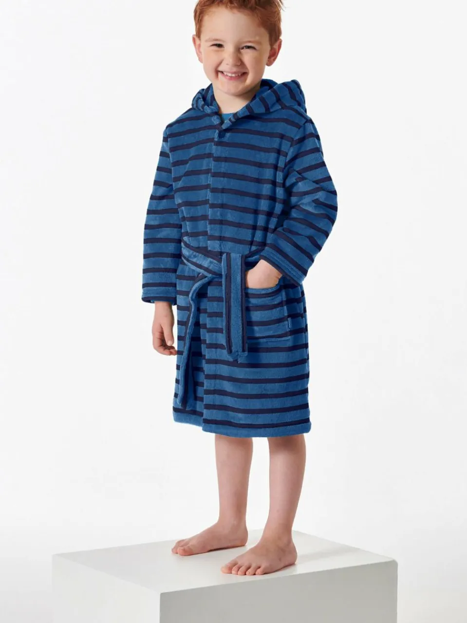 Schiesser Jungen<Jungen Bademantel - Boys World blau gestreift