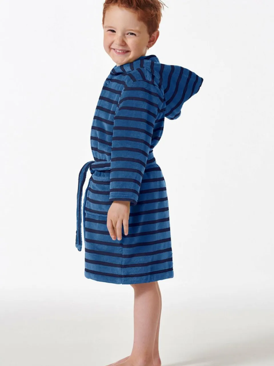 Schiesser Jungen<Jungen Bademantel - Boys World blau gestreift