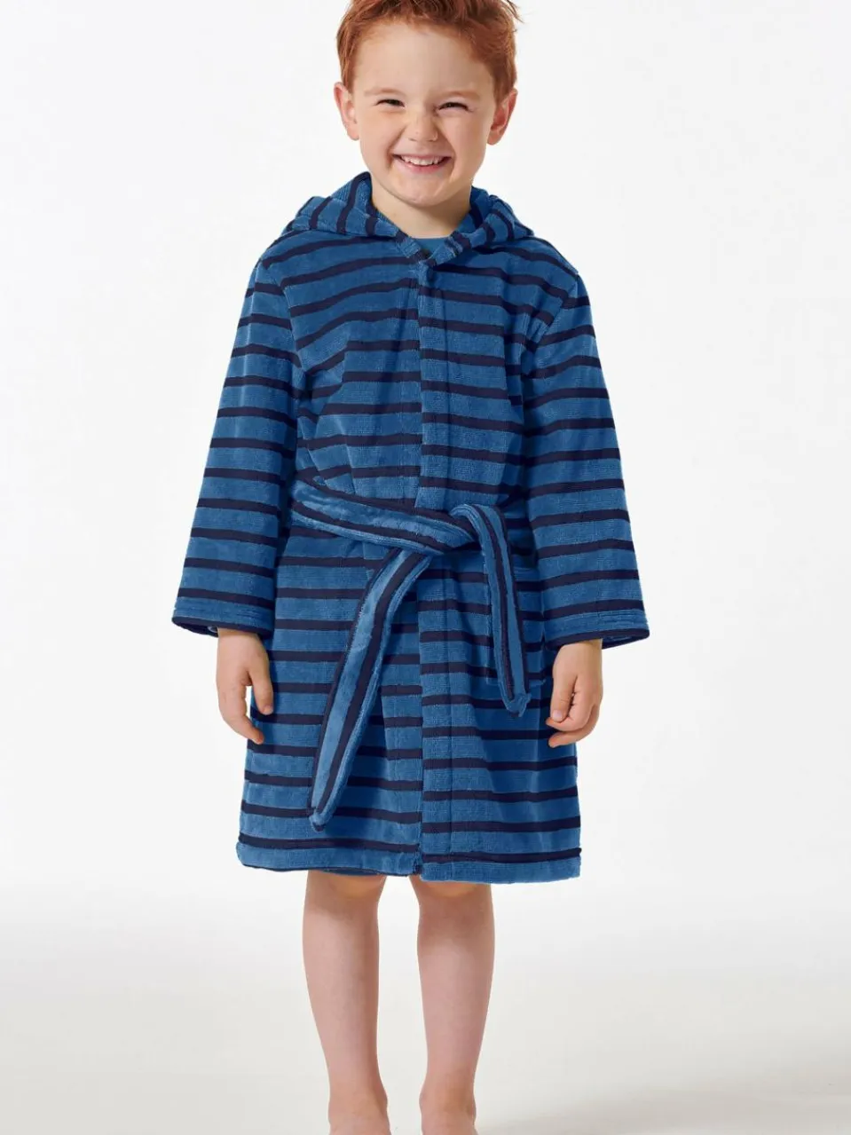 Schiesser Jungen<Jungen Bademantel - Boys World blau gestreift