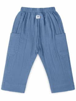 Mababu Jungen<Jungen Hose - Musselin blau uni