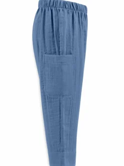 Mababu Jungen<Jungen Hose - Musselin blau uni