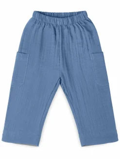 Mababu Jungen<Jungen Hose - Musselin blau uni