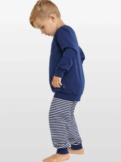 Schiesser Jungen<Jungen Langer Schlafanzug - Basic Kids marine bedruckt