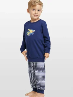 Schiesser Jungen<Jungen Langer Schlafanzug - Basic Kids marine bedruckt