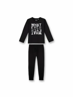 Sanetta Jungen<Jungen Pyjama schwarz bedruckt
