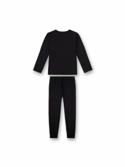 Sanetta Jungen<Jungen Pyjama schwarz bedruckt