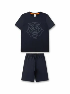 Sanetta Jungen<Jungen Pyjama blau bedruckt