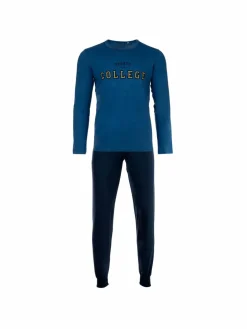 Sanetta Jungen<Jungen Pyjama blau bedruckt