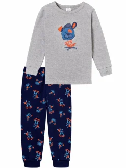 Schiesser Jungen<Jungen Pyjama - Boys World grau bedruckt