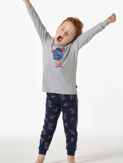 Schiesser Jungen<Jungen Pyjama - Boys World grau bedruckt
